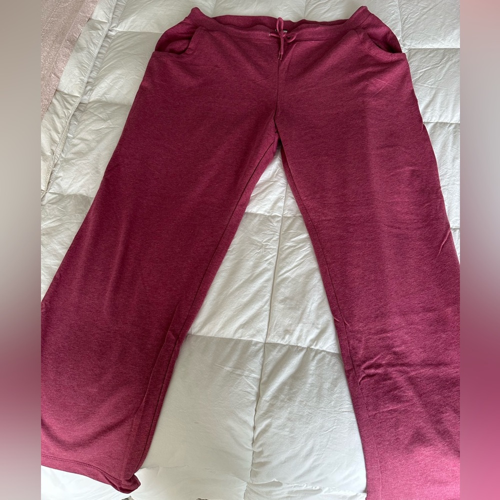Women’s plus size 3X elastic waist knit pants with drawstring. rose color.